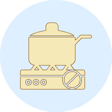 Gaz ocağında tava pişirmek. Web simgesi basit illüstrasyon