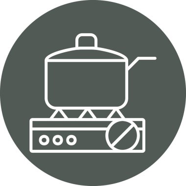 Gaz ocağında tava pişirmek. Web simgesi basit illüstrasyon