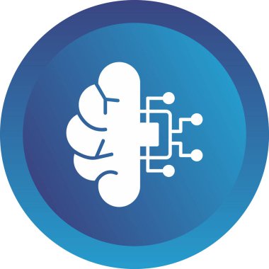 Makine Öğrenme Simgesi, Yapay Zeka düğmesi, vektör illüstrasyonu 