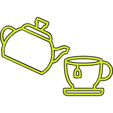 Çaydanlık ve çaydanlık ikon vektör çizimi