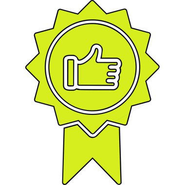 Başparmak Yukarı simgesi ve vektör illüstrasyonuyla En İyi Uygulama Rozeti  