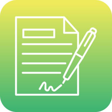 Sözleşme simgesi imzalama, basit vektör illüstrasyonu