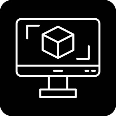 3D modelli bilgisayar ekranı, vektör illüstrasyonu