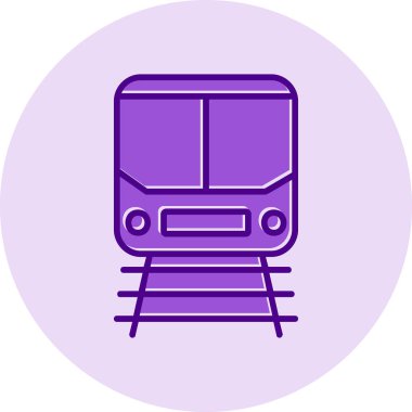 Demiryolu raylarındaki tren simgesi, vektör illüstrasyonu 