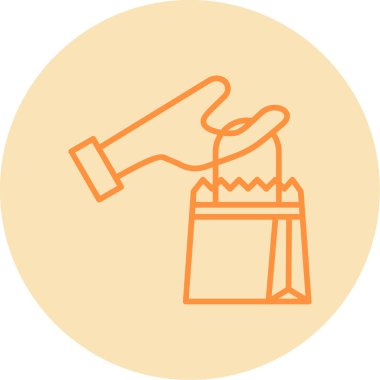 El ele tutuşan alışveriş poşeti vektör çizimi