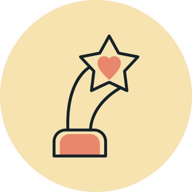 İçinde kalp olan yıldız şeklinde bir heykel. Web simgesi basit illüstrasyon