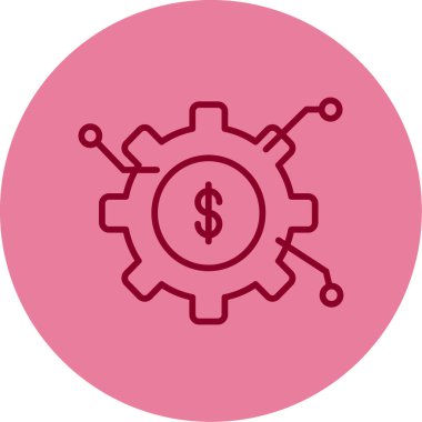 Varlık Yönetimi simgesi. Çarklı dolar sembolü, vektör illüstrasyonu 