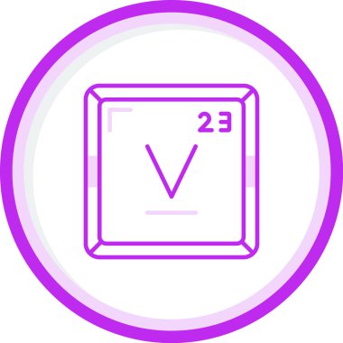Vanadyum periyodik tablo simgesi. Vanadyum sembolü bilimsel vektör kimyasal element