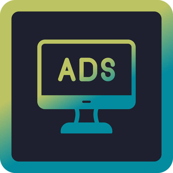 Web advertising icon, monitor with text ads, vector illustration