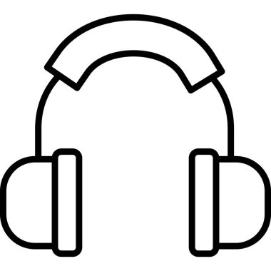 Mikrofon simgesi ve vektör illüstrasyonlu kulaklıklar