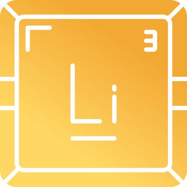 Lityum Li kimyasal element simgesi. Periyodik tablonun kimyasal elementi. Atom numarası ile imzala