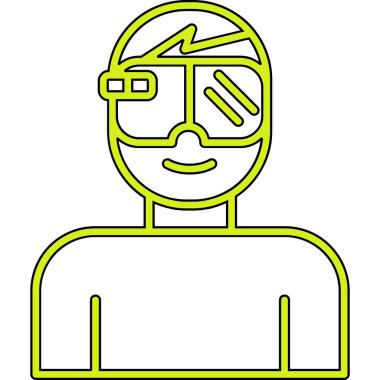 Artırılmış gerçeklik gözlüğü olan adam ikon vektör illüstrasyon tasarımı