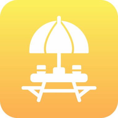 Sahildeki Açık Masa simgesinin vektör çizimi. 