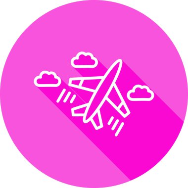 Bulutlarda uçan bir uçak. vektör illüstrasyonu 