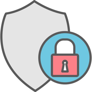 Güvenlik kalkanı simgesi, vektör illüstrasyonu