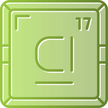 Klor CI kimyasal element simgesi. Periyodik tablonun kimyasal elementi. Atom numarası ile imzala