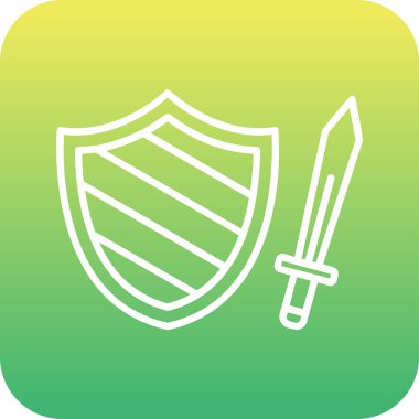 Kılıç ve kalkan ağ simgesi basit tasarım