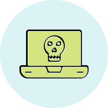 Laptop vektör çiziminde ölü kafatası simgesi
