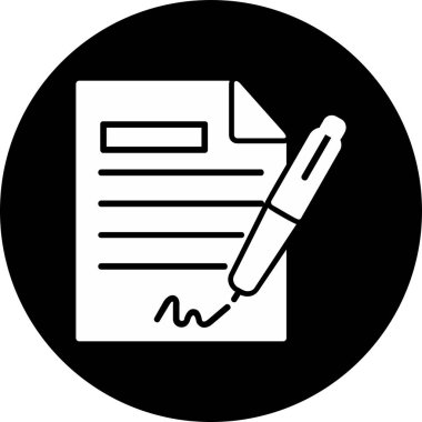 Sözleşme simgesi imzalama, basit vektör illüstrasyonu