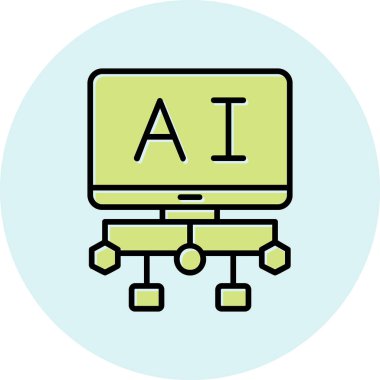 Yapay Zeka. Web simgesi basit illüstrasyon 