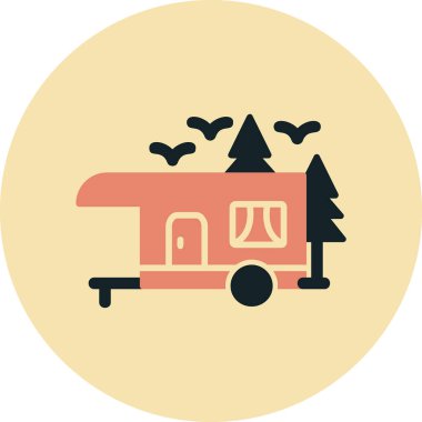 kamp karavan simge vektör çizim