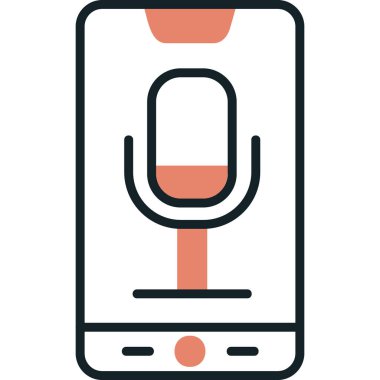 Telefon Kaydı, mikrofon ikonu vektör çizimi