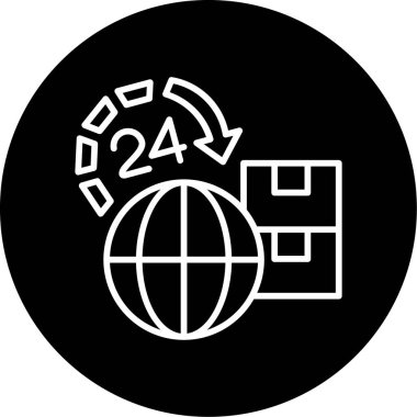 Dünya 'nın vektör illüstrasyonu 24 Saat simgesi