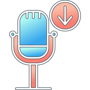 Podcast İndirme. Web simgesi basit illüstrasyon        