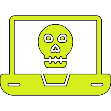 Laptop vektör çiziminde ölü kafatası simgesi