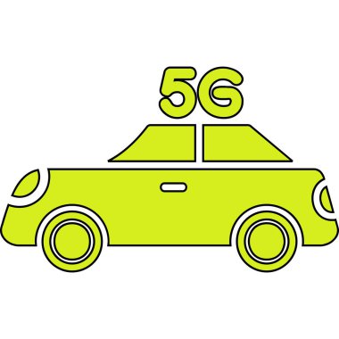 5G sembollü akıllı araba simgesi. Vektör illüstrasyonu