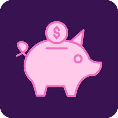 domuz kumbarası ikon vektör çizimi 