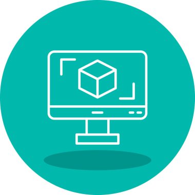 3D modelli bilgisayar ekranı, vektör illüstrasyonu