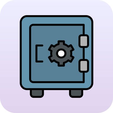 Dolap, güvenli, Vector Line Illustration. İş ve Finans simgesi.