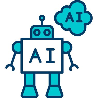 Yapay zeka. robot ikon vektör illüstrasyonu 