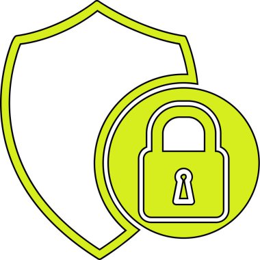 Güvenlik kalkanı simgesi, vektör illüstrasyonu