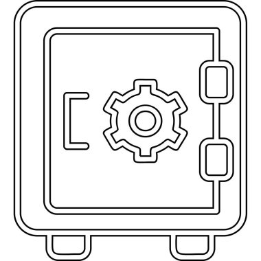 Dolap, güvenli, Vector Line Illustration. İş ve Finans simgesi.