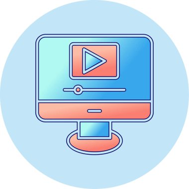 Video oynatıcı ikon vektör illüstrasyonu 