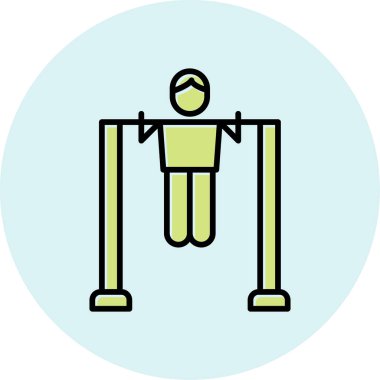 Çubuk Simgesini Aç, Çekme Egzersizi Yapan Kişi. Vektör İllüstrasyonu 