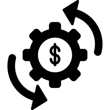 dişli ve dolar işareti web simgesi basit illüstrasyon