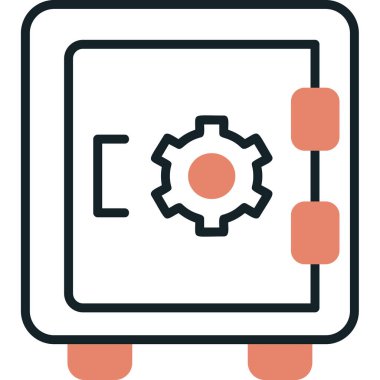Dolap, güvenli, Vector Line Illustration. İş ve Finans simgesi.