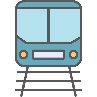 Demiryolu raylarındaki tren simgesi, vektör illüstrasyonu 