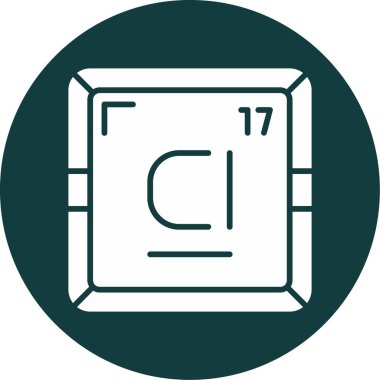 Klor CI kimyasal element simgesi. Periyodik tablonun kimyasal elementi. Atom numarası ile imzala