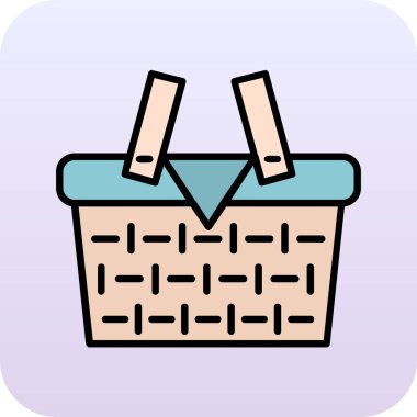 piknik sepeti simge vektör çizim