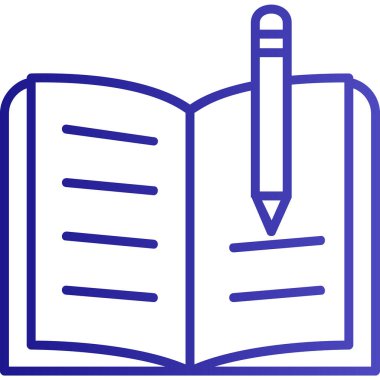 kitap ve kalem ikonu vektör illüstrasyonu