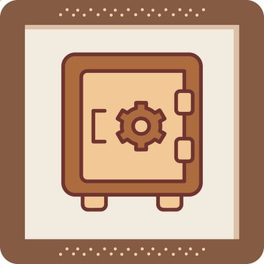 Dolap, güvenli, Vector Line Illustration. İş ve Finans simgesi.