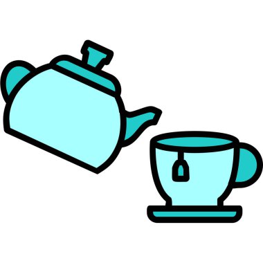 Çaydanlık ve çaydanlık ikon vektör çizimi