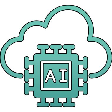 Yapay Zeka simgesi, vektör illüstrasyonu 