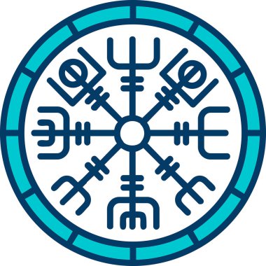 Vegvisir runik pusula simgesi, vektör illüstrasyonu.