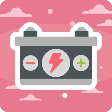 Araba pil simgesi, vektör çizim 