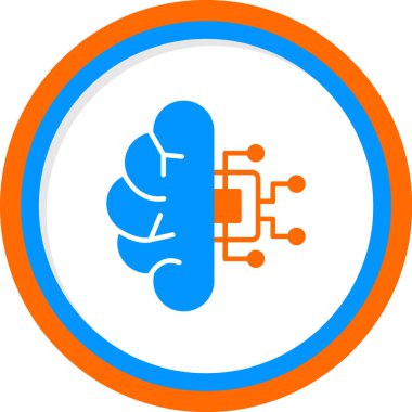 Makine Öğrenme Simgesi, Yapay Zeka düğmesi, vektör illüstrasyonu 